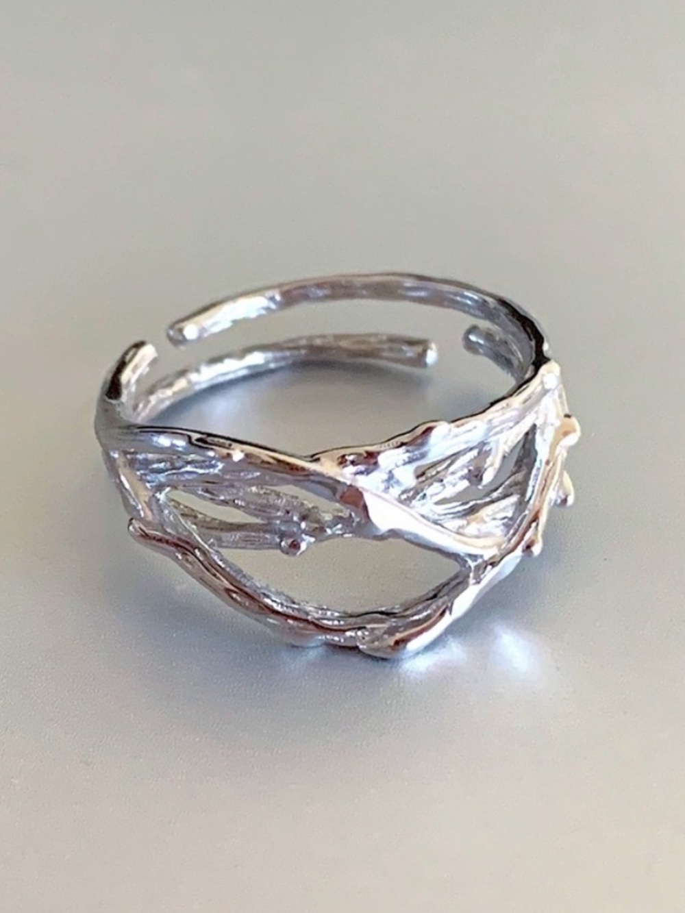 Silver Branch-Style Open Ring - Women's Jewelry
